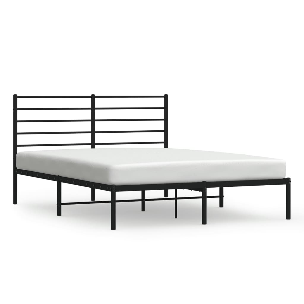 Bed frame with headboard metal black 140x190 cm