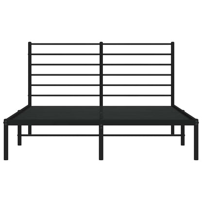 Bettgestell mit Kopfteil Metall Schwarz 140x190 cm