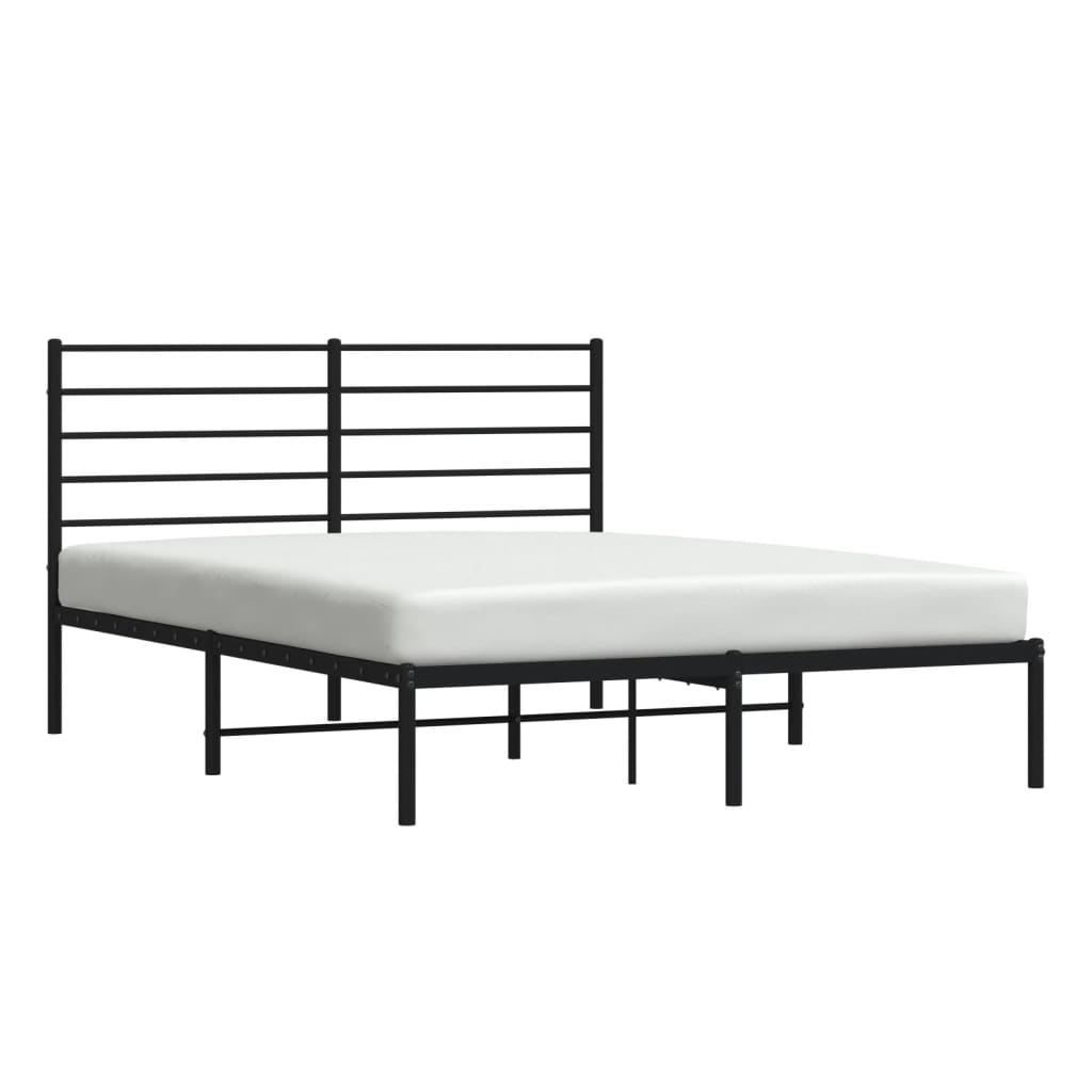 Bed frame with headboard metal black 140x200 cm