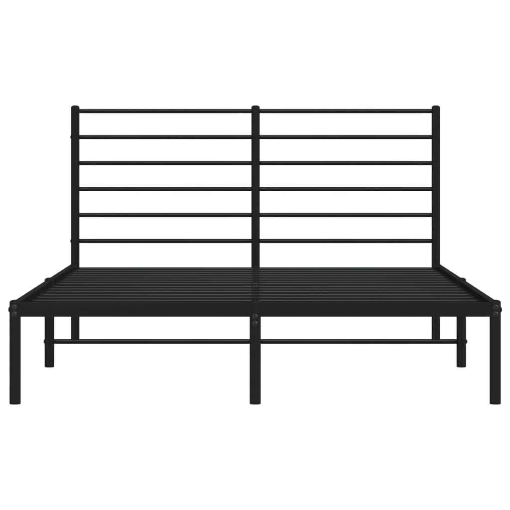 Bed frame with headboard metal black 140x200 cm