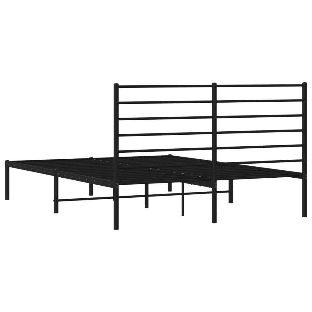 Bed frame with headboard metal black 140x200 cm
