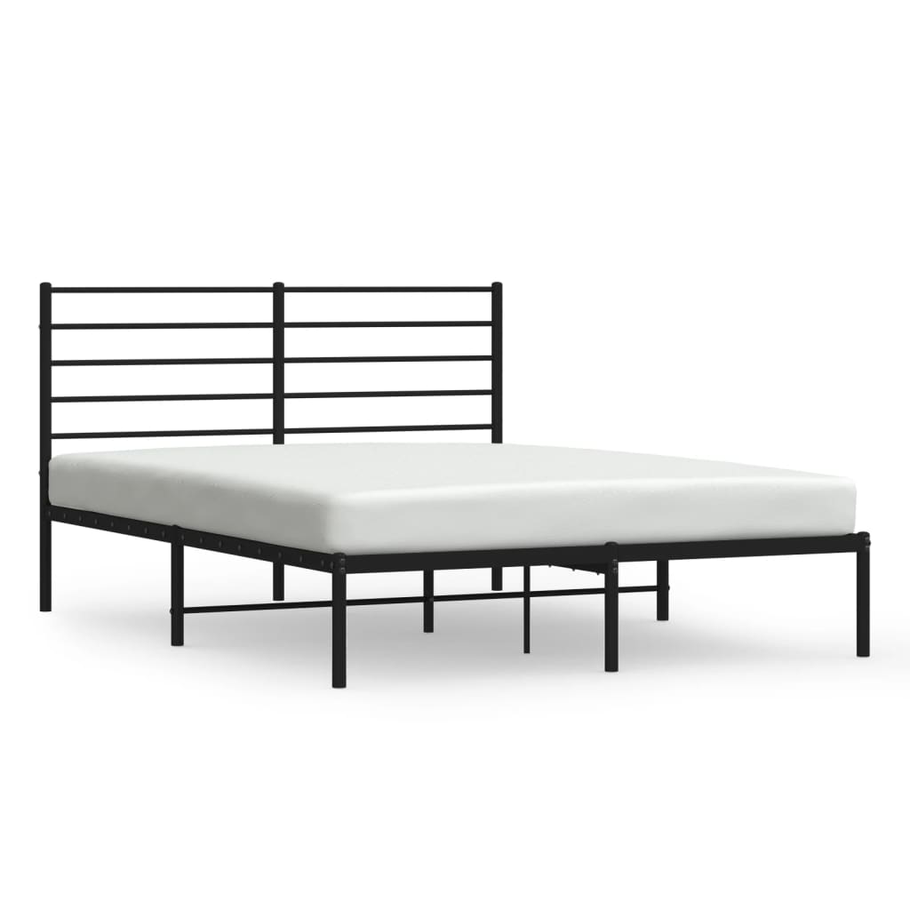 Bed frame with headboard metal black 150x200 cm