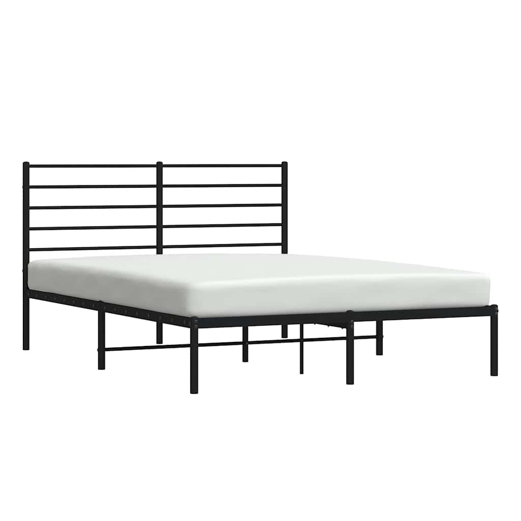Bed frame with headboard metal black 150x200 cm