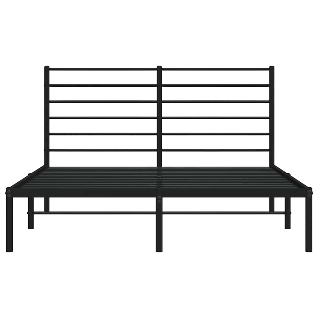 Bed frame with headboard metal black 150x200 cm