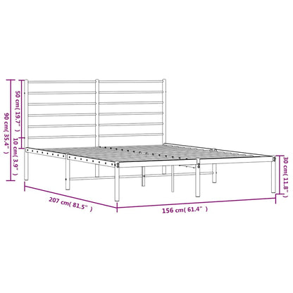 Bettgestell mit Kopfteil Metall Schwarz 150x200 cm