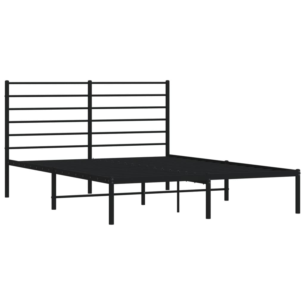 Bed frame with headboard metal black 160x200 cm