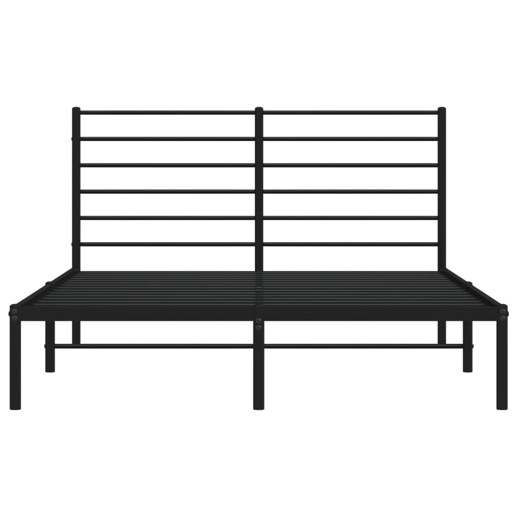 Bed frame with headboard metal black 160x200 cm