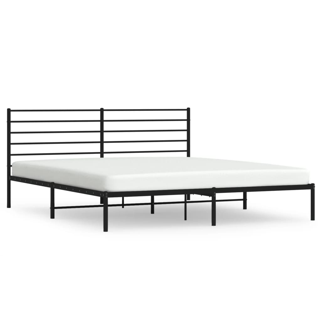Bed frame with headboard metal black 180x200 cm