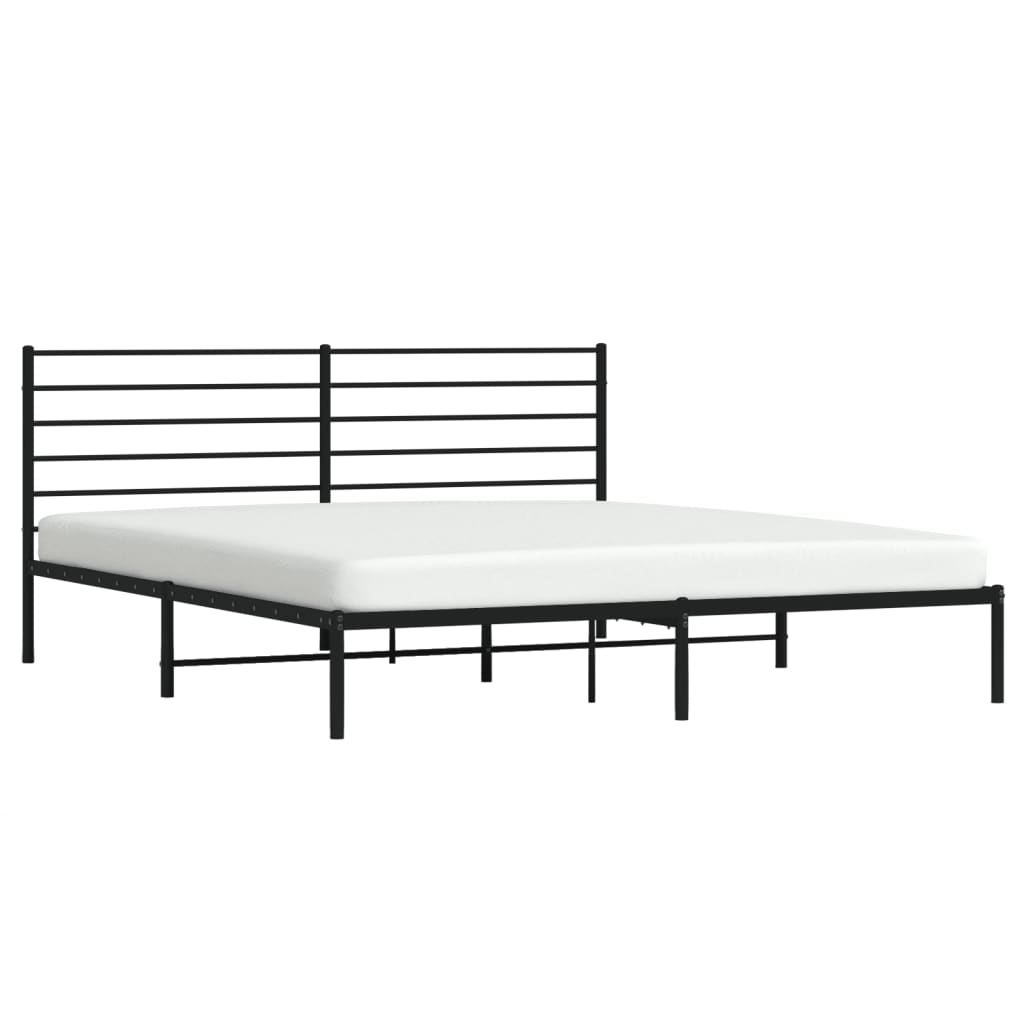 Bed frame with headboard metal black 180x200 cm