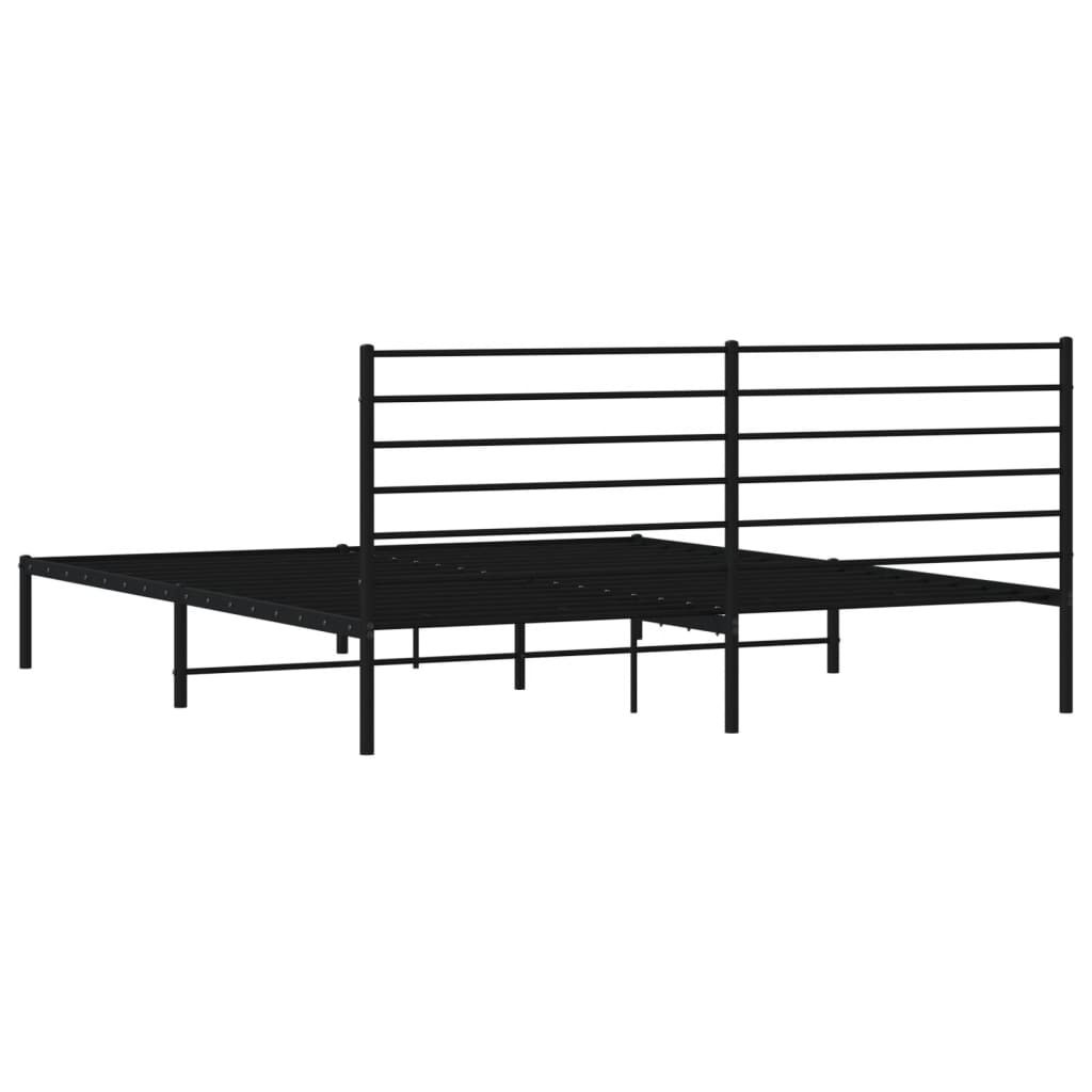Bed frame with headboard metal black 180x200 cm