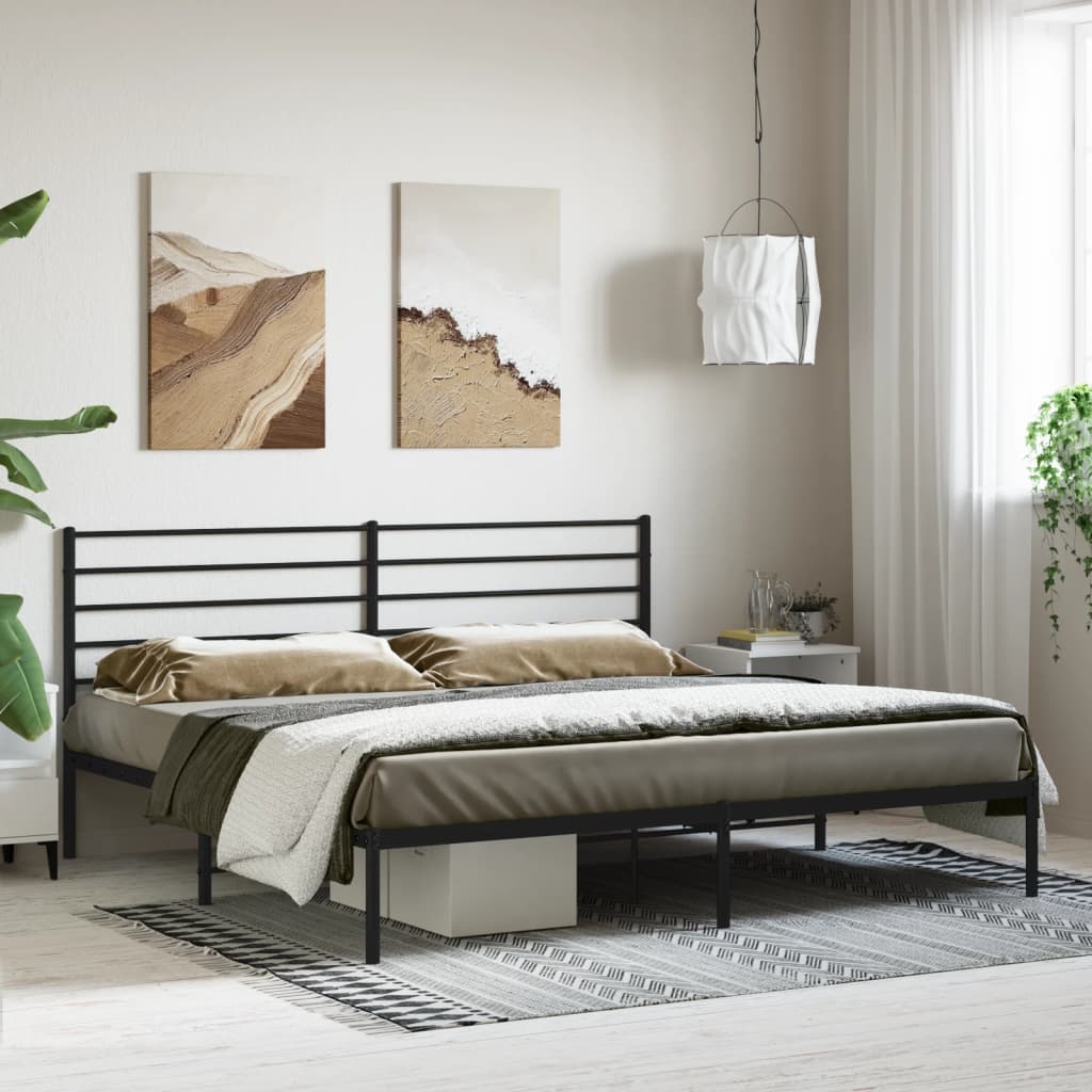 Bed frame with headboard metal black 180x200 cm