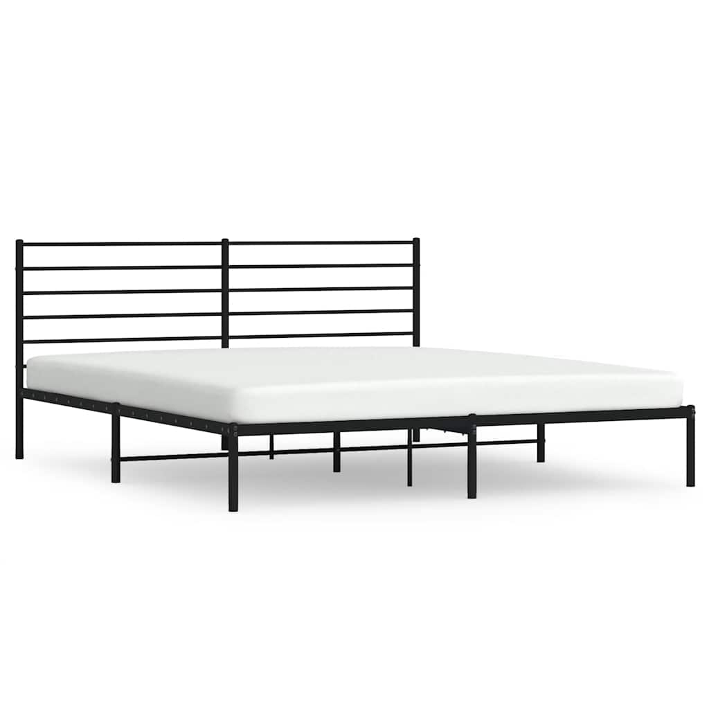 Bed frame with headboard metal black 193x203 cm