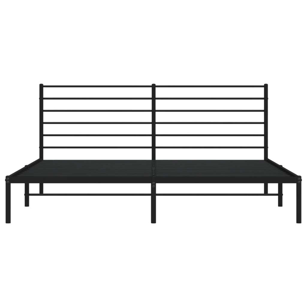 Bed frame with headboard metal black 193x203 cm
