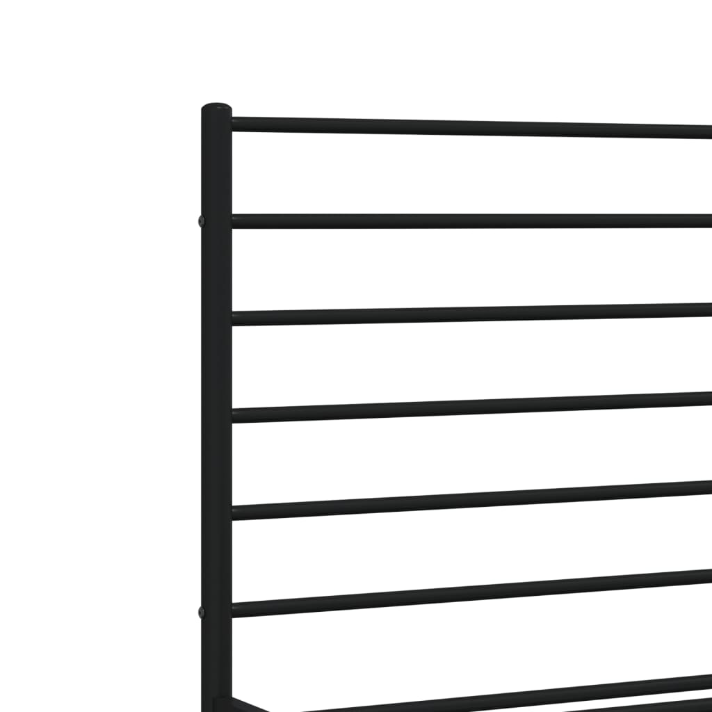 Bed frame with headboard metal black 193x203 cm