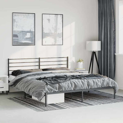 Bettgestell mit Kopfteil Metall Schwarz 193x203 cm