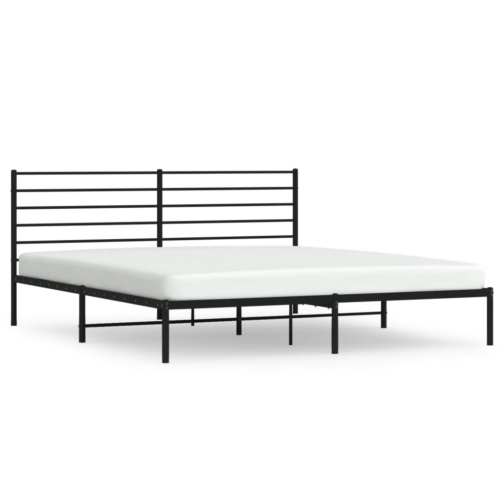 Bed frame with headboard metal black 200x200 cm