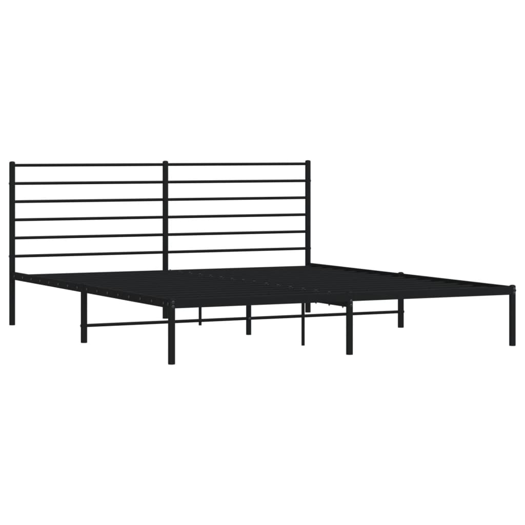 Bed frame with headboard metal black 200x200 cm