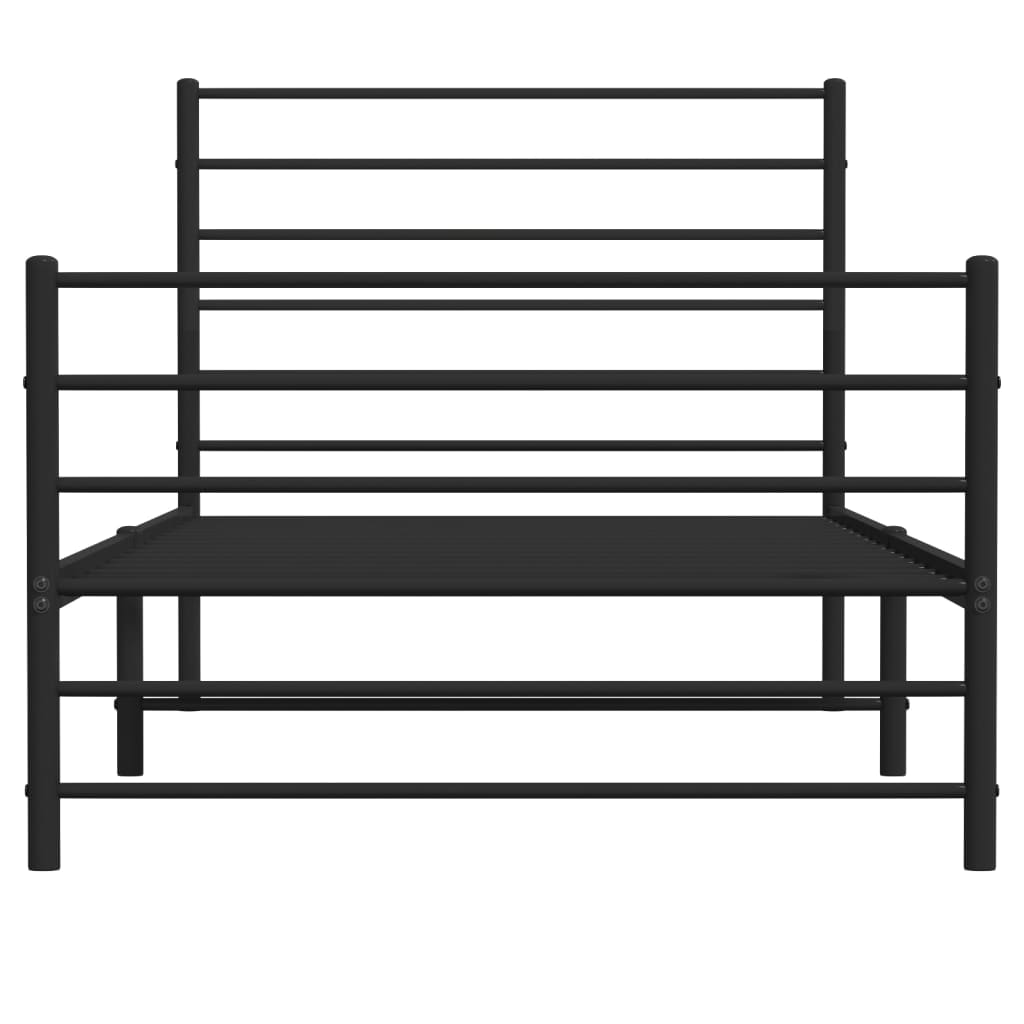 Bed frame with head and footboard metal black 90x190 cm