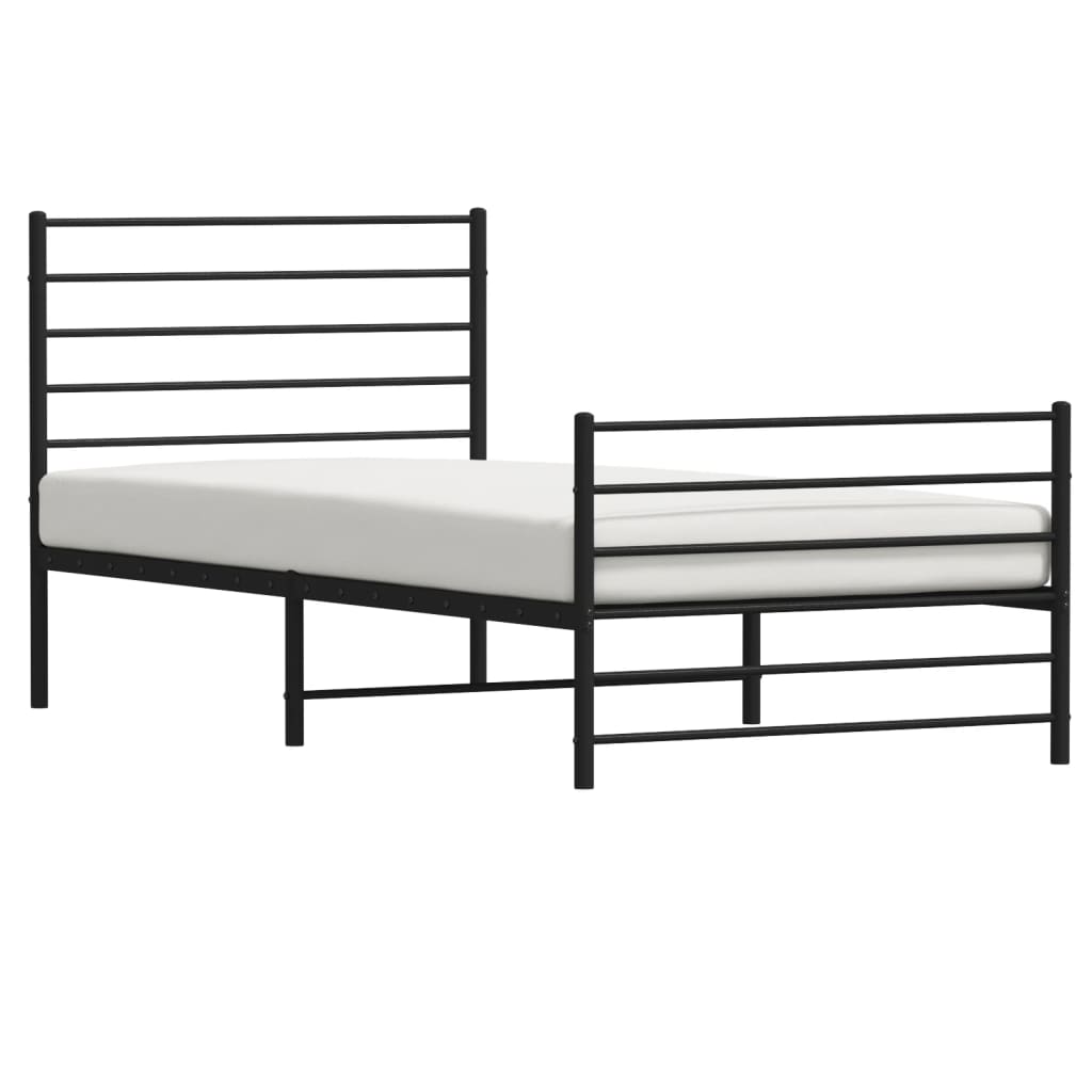 Bed frame with head and footboard metal black 90x200 cm