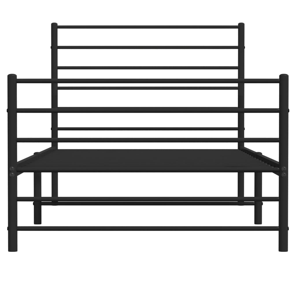 Bed frame with head and footboard metal black 90x200 cm