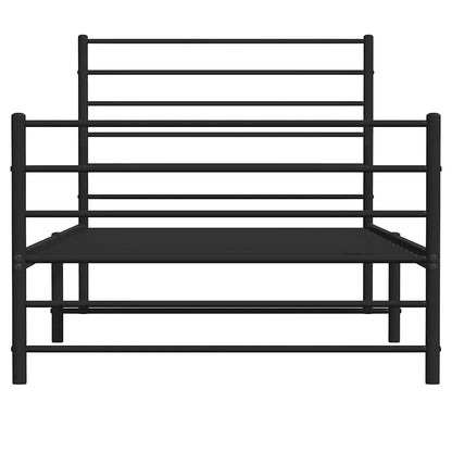 Bettgestell mit Kopf- und Fußteil Metall Schwarz 90x200 cm