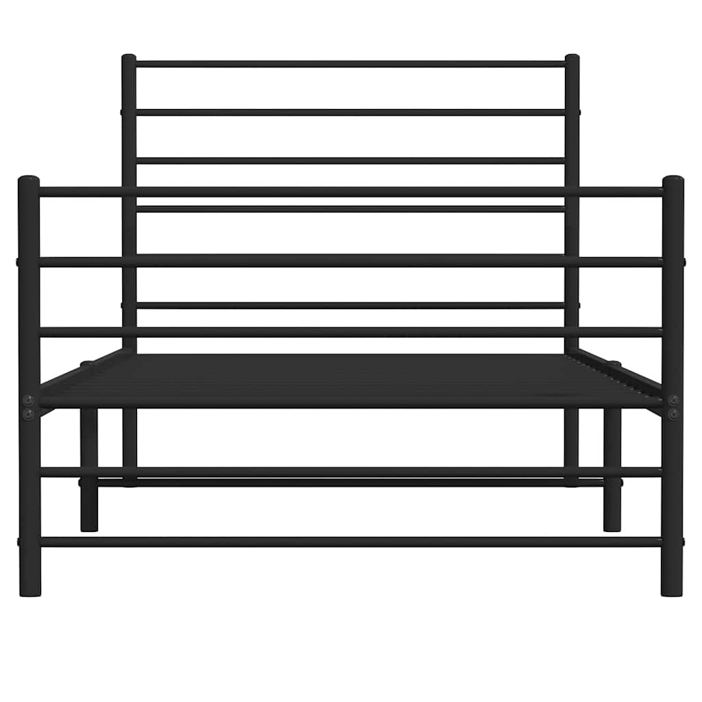 Bed frame with head and footboard metal black 100x190 cm
