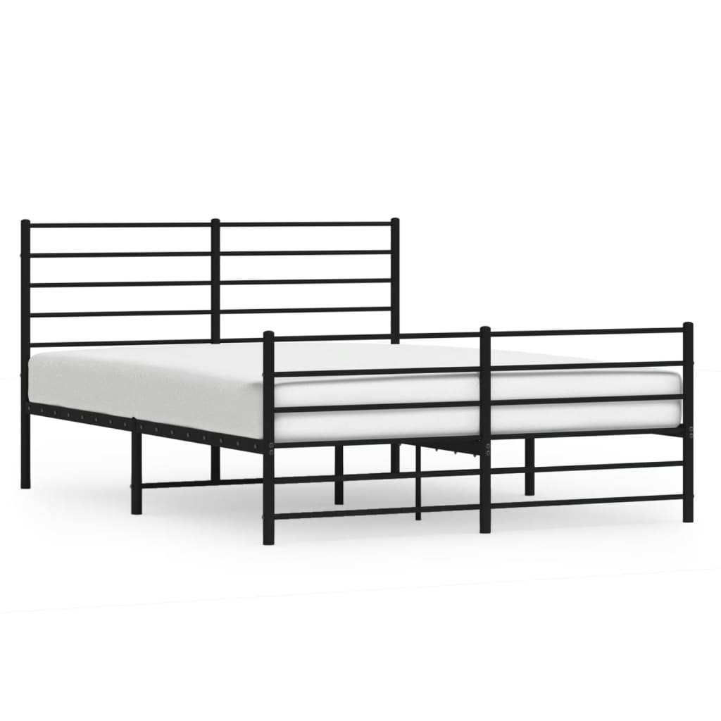 Bed frame with head and footboard metal black 120x190 cm
