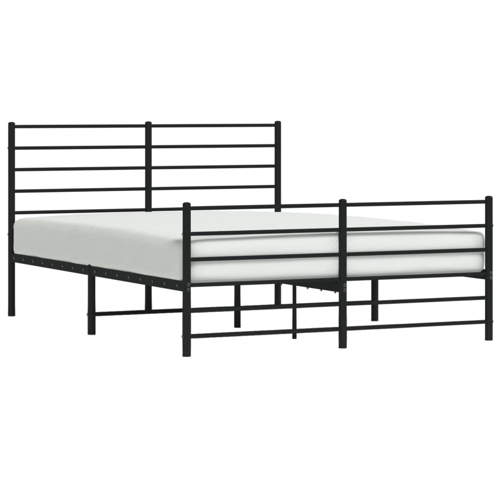 Bed frame with head and footboard metal black 120x190 cm