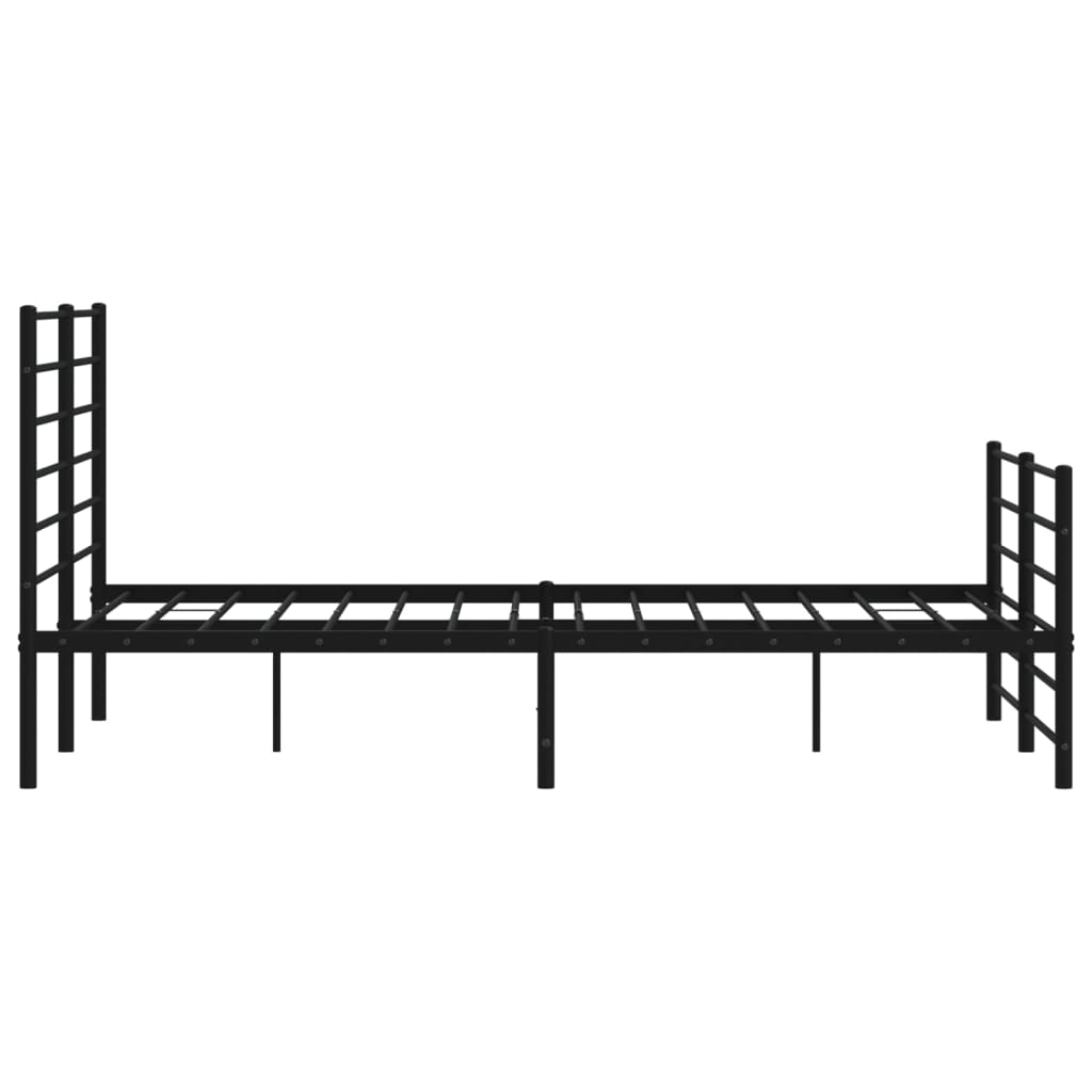Bed frame with head and footboard metal black 120x190 cm