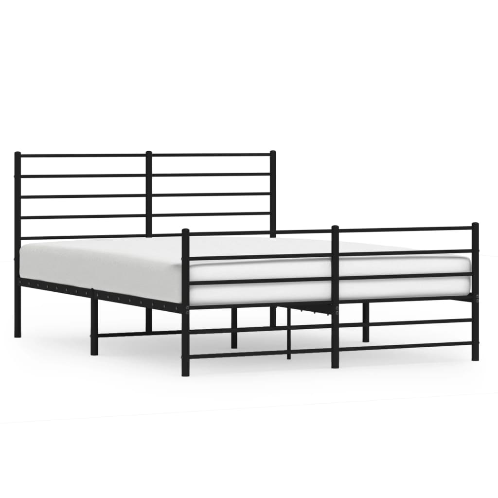 Bed frame with head and footboard metal black 120x200 cm