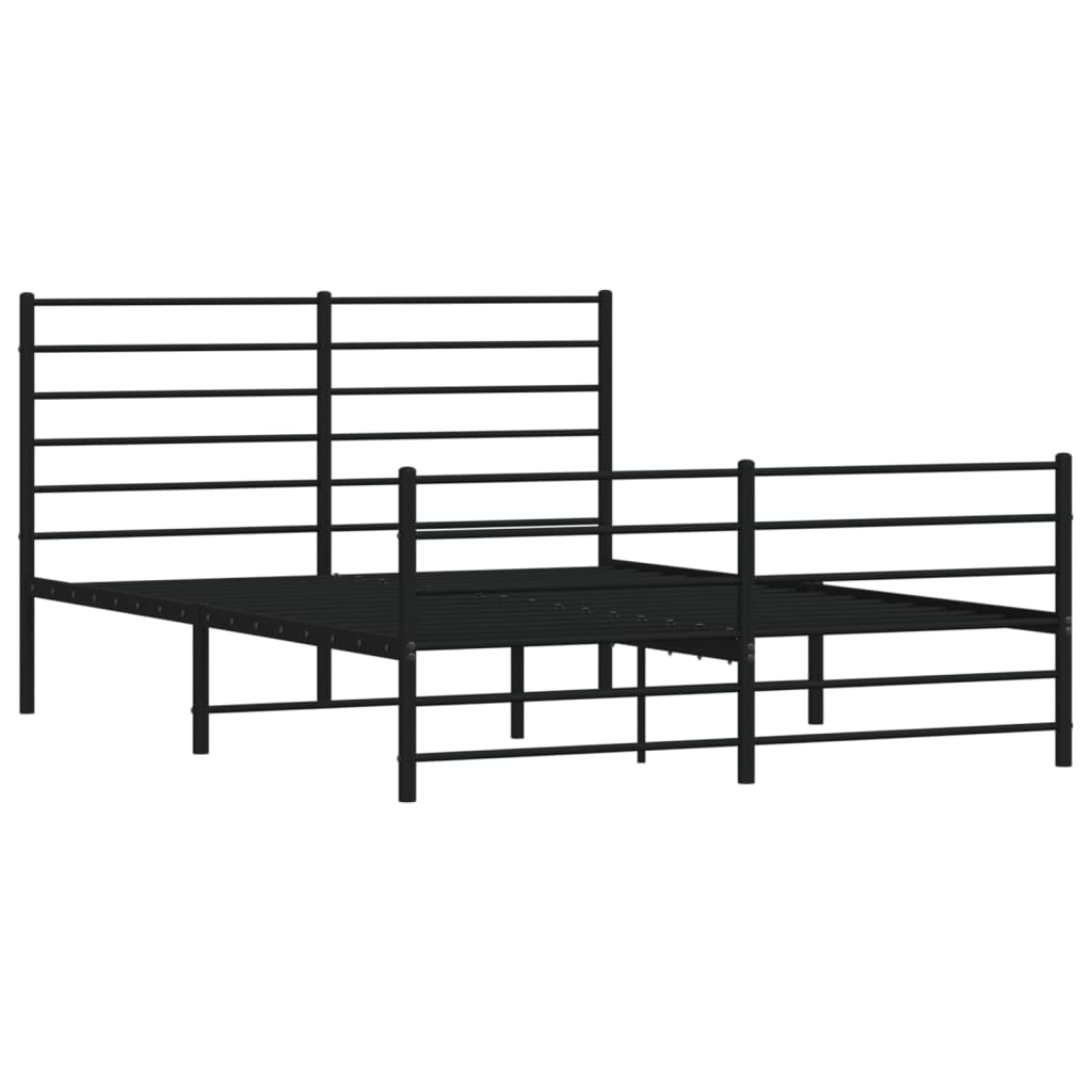 Bed frame with head and footboard metal black 120x200 cm