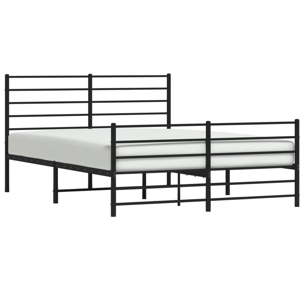 Bed frame with head and footboard metal black 120x200 cm