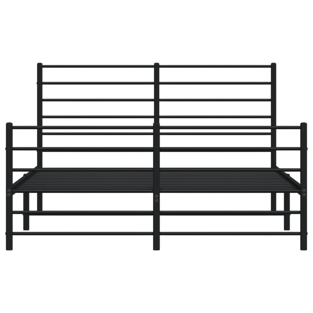 Bed frame with head and footboard metal black 120x200 cm