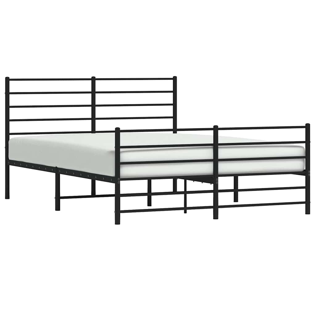 Bed frame with head and footboard metal black 135x190 cm