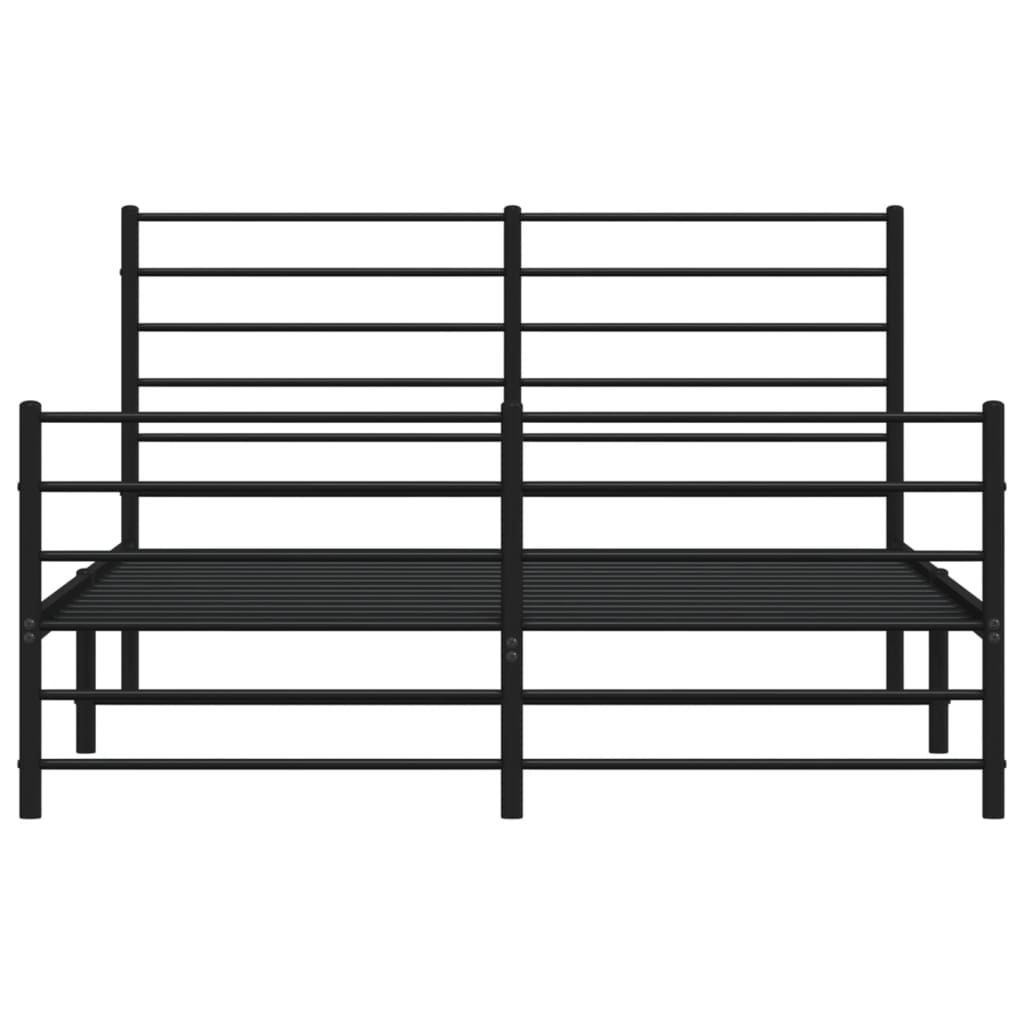Bed frame with head and footboard metal black 135x190 cm