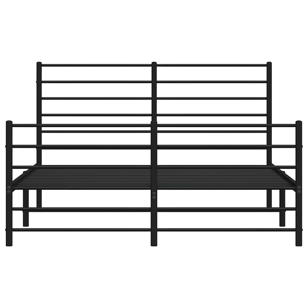 Bed frame with head and footboard metal black 135x190 cm