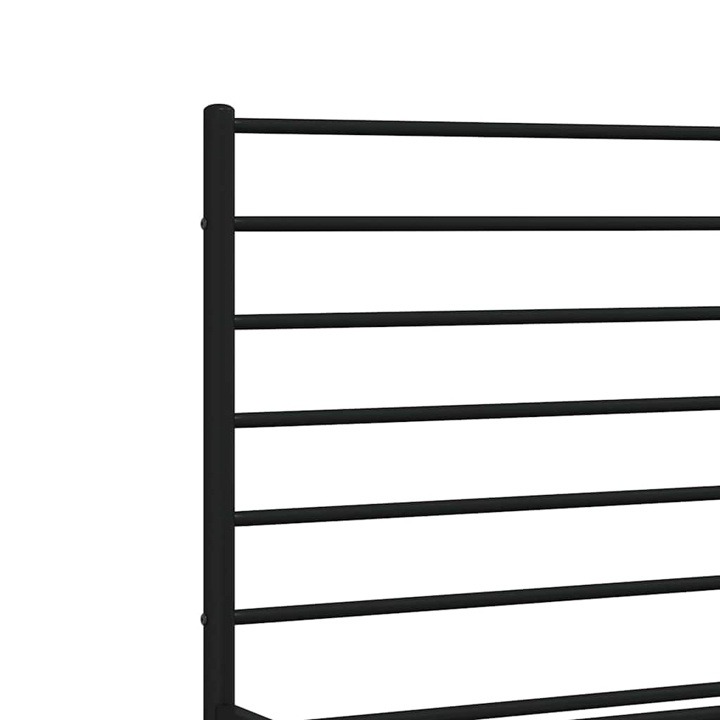 Bed frame with head and footboard metal black 135x190 cm