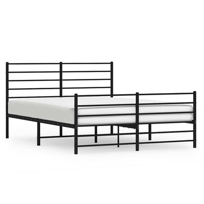 Bettgestell mit Kopf- und Fußteil Metall Schwarz 140x190 cm