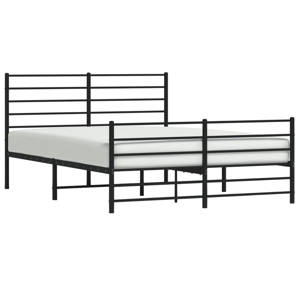 Bed frame with head and footboard metal black 140x190 cm