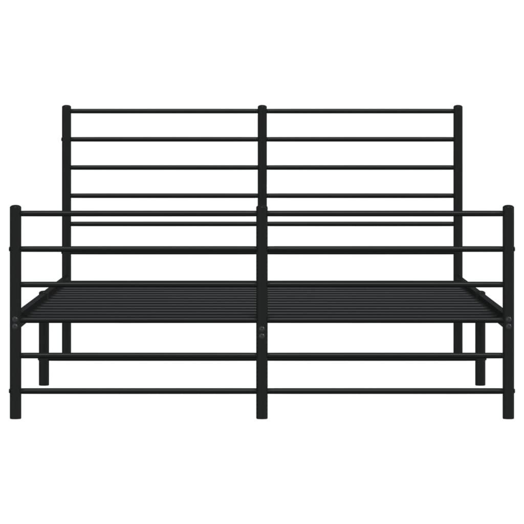 Bed frame with head and footboard metal black 140x190 cm