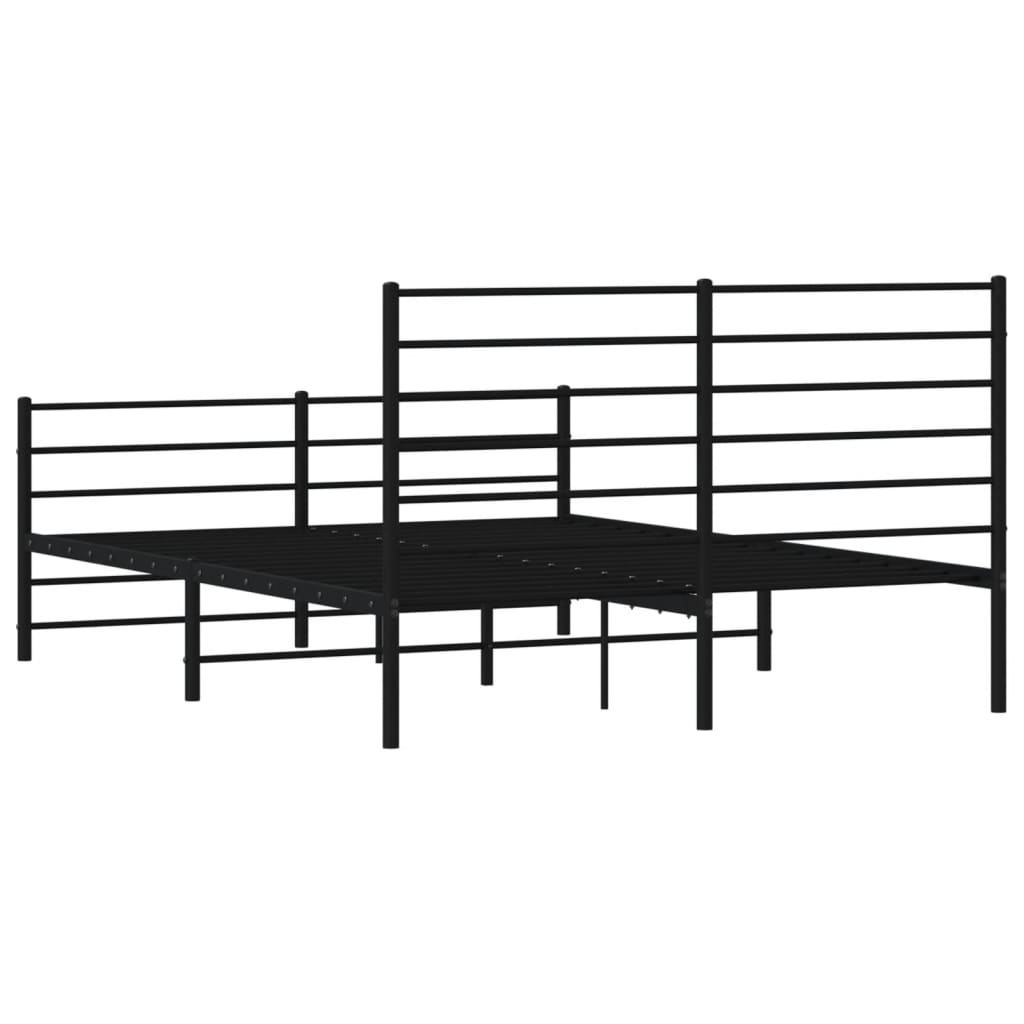 Bed frame with head and footboard metal black 140x190 cm