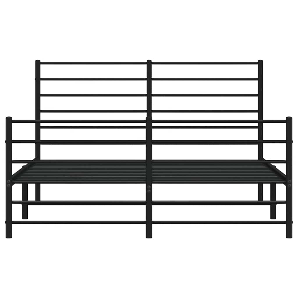 Bettgestell mit Kopf- und Fußteil Metall Schwarz 140x200 cm
