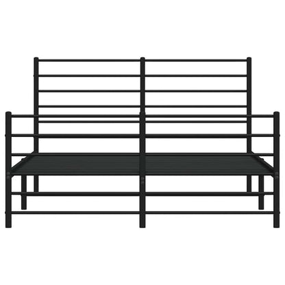 Bettgestell mit Kopf- und Fußteil Metall Schwarz 140x200 cm