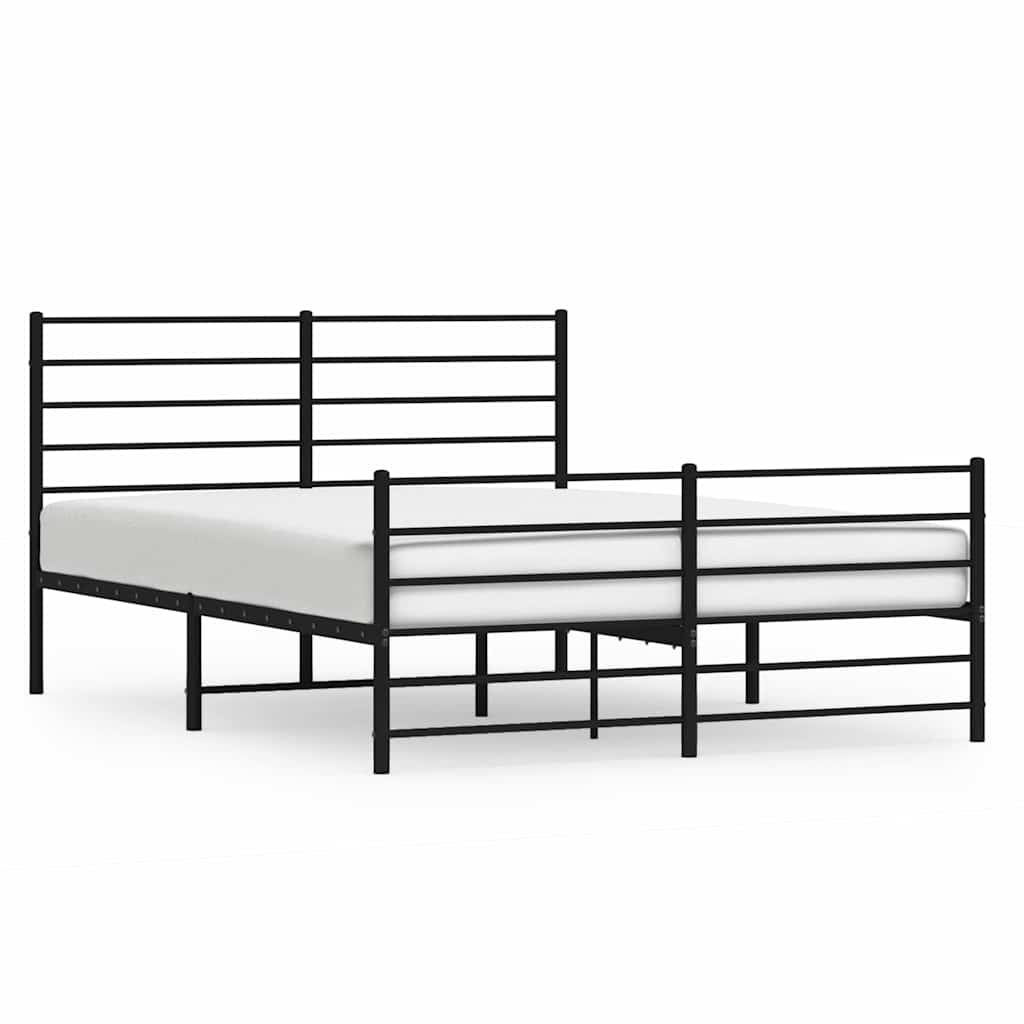 Bed frame with head and footboard metal black 150x200 cm