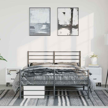 Bettgestell mit Kopf- und Fußteil Metall Schwarz 150x200 cm