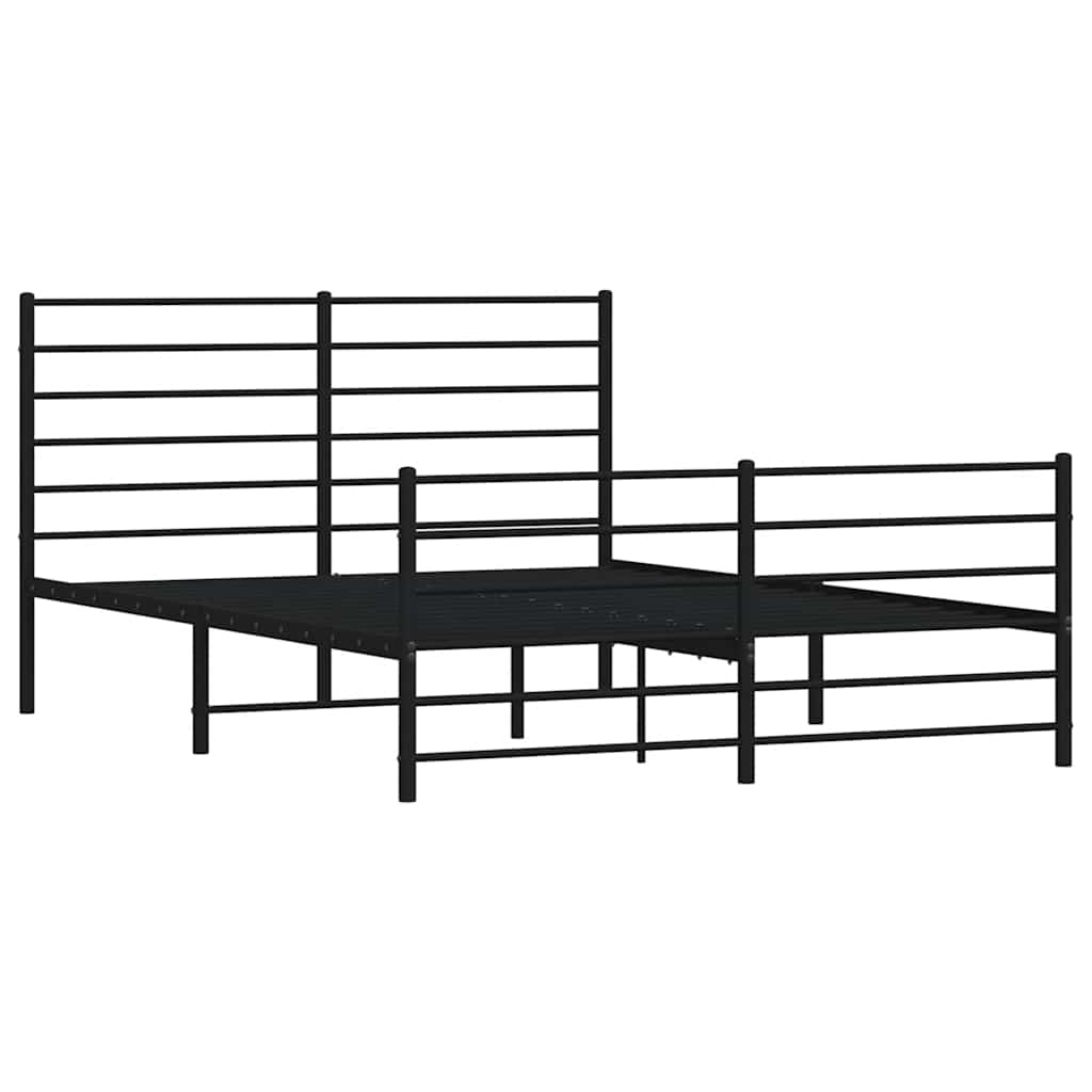 Bed frame with head and footboard metal black 150x200 cm