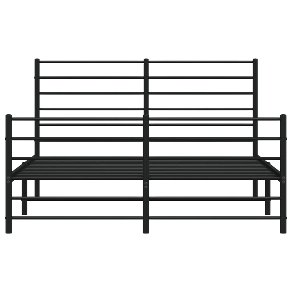 Bed frame with head and footboard metal black 150x200 cm
