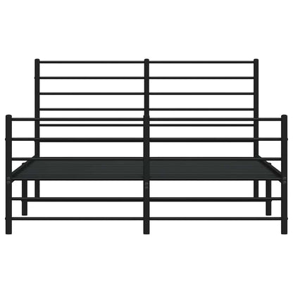 Bettgestell mit Kopf- und Fußteil Metall Schwarz 150x200 cm