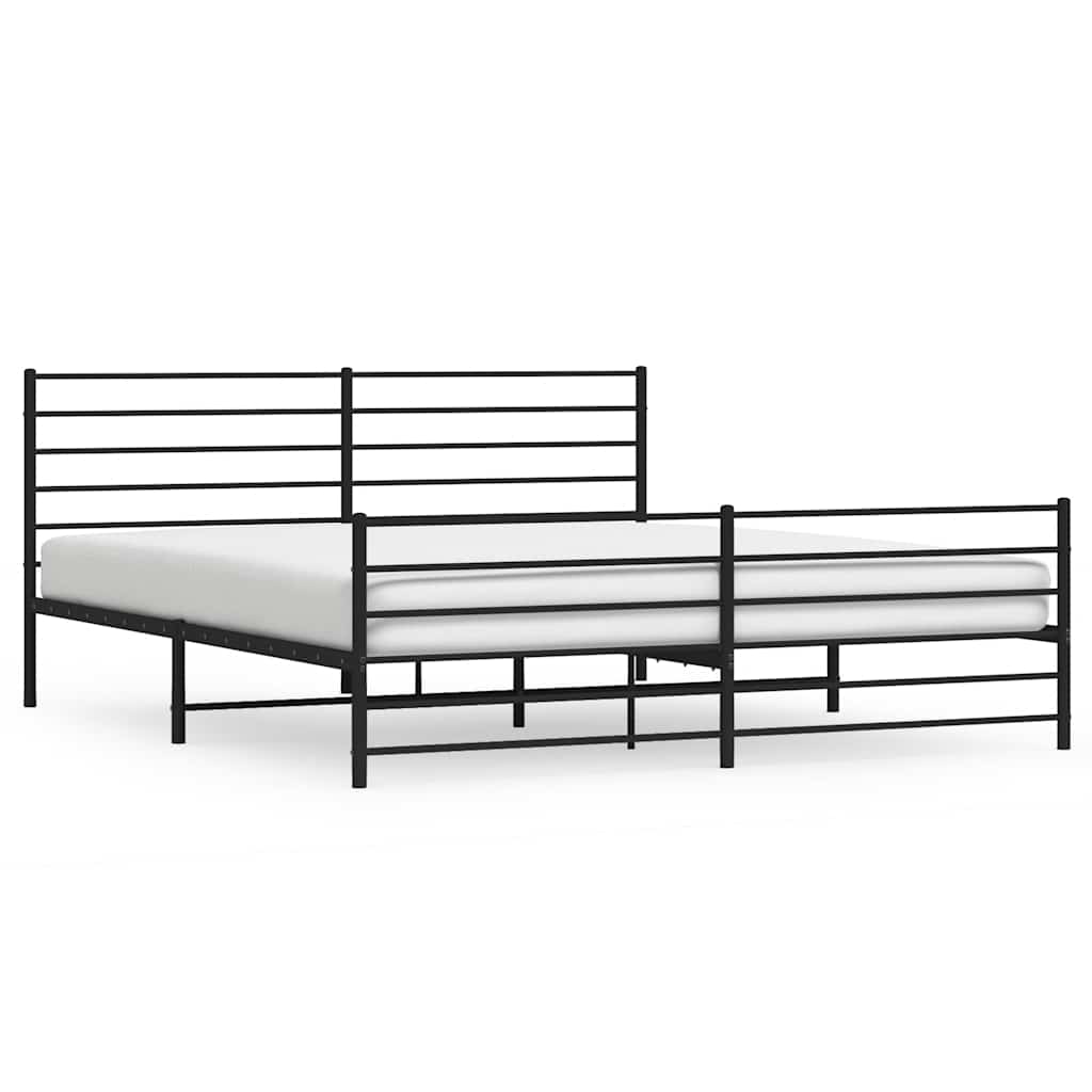 Bed frame with head and footboard metal black 183x213 cm