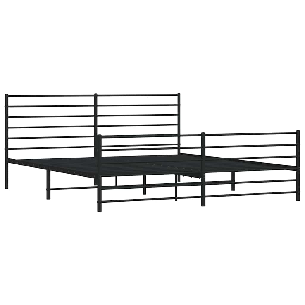 Bed frame with head and footboard metal black 183x213 cm